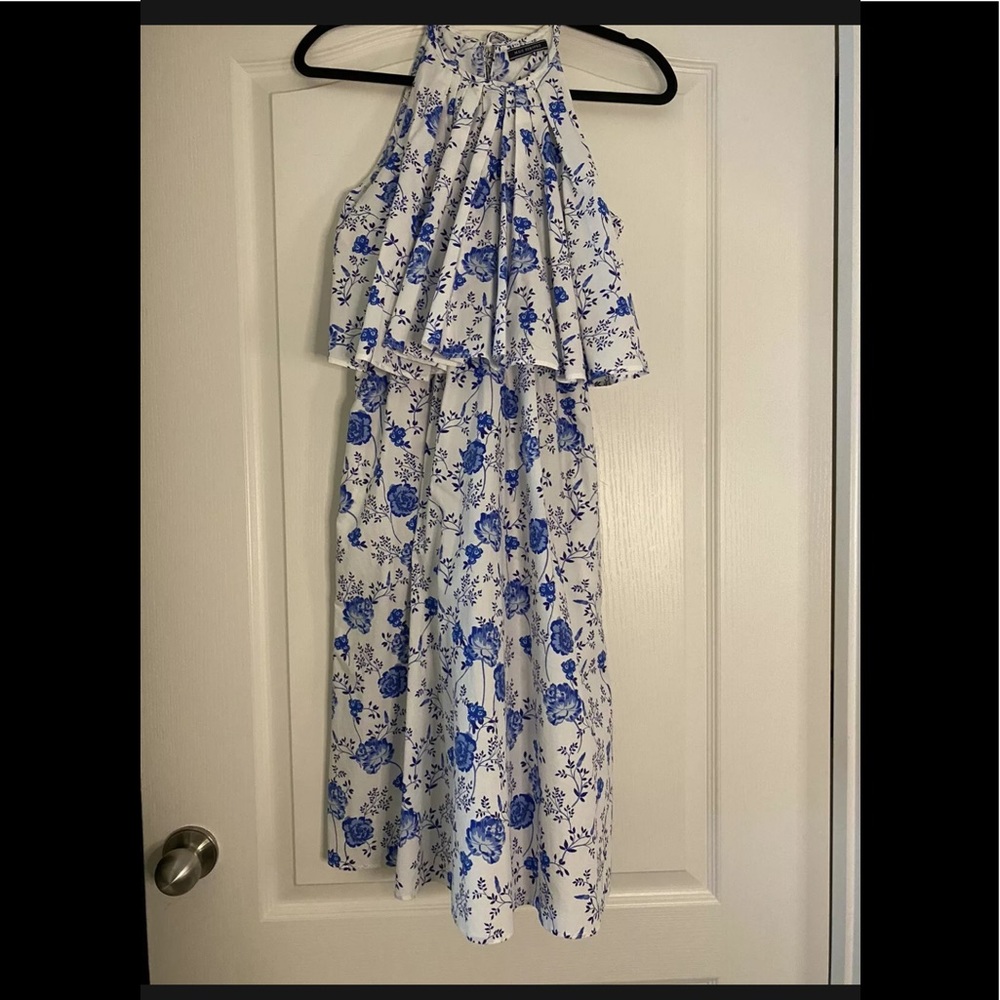 Mark D. Sikes Blue and White Floral Dress - Size 0